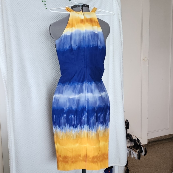 LIKE NEW H&M Woman's size 10 halter blue & yellow long midi dress - Picture 8 of 9